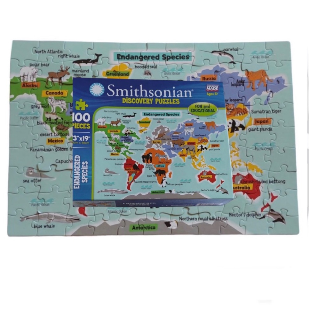 Smithsonian 13 x 19 Endangered Species Discovery 100 Piece Kids Jigsaw Puzzles